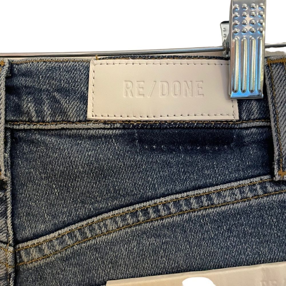 Re/Done NWT 70’s Ultra High Rise Stove Pipe Vintage Indigo Destroyed Stretch 26 - Picture 10 of 14